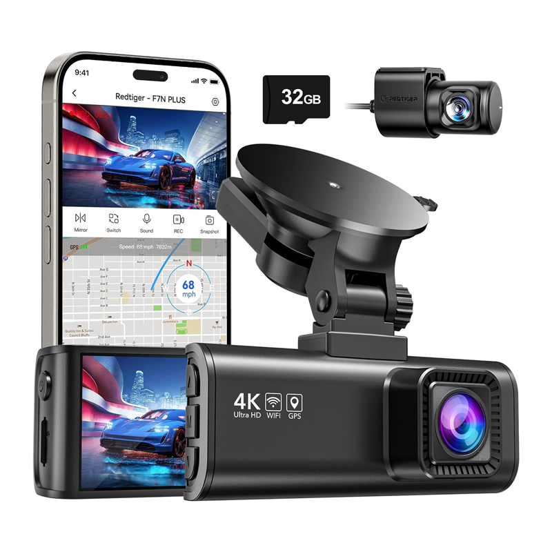 4K Dual Dash Camera with GPS and WiFi
